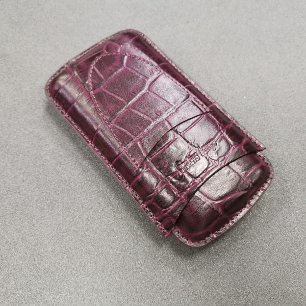 Burgundy Three Cigar Leather Holder