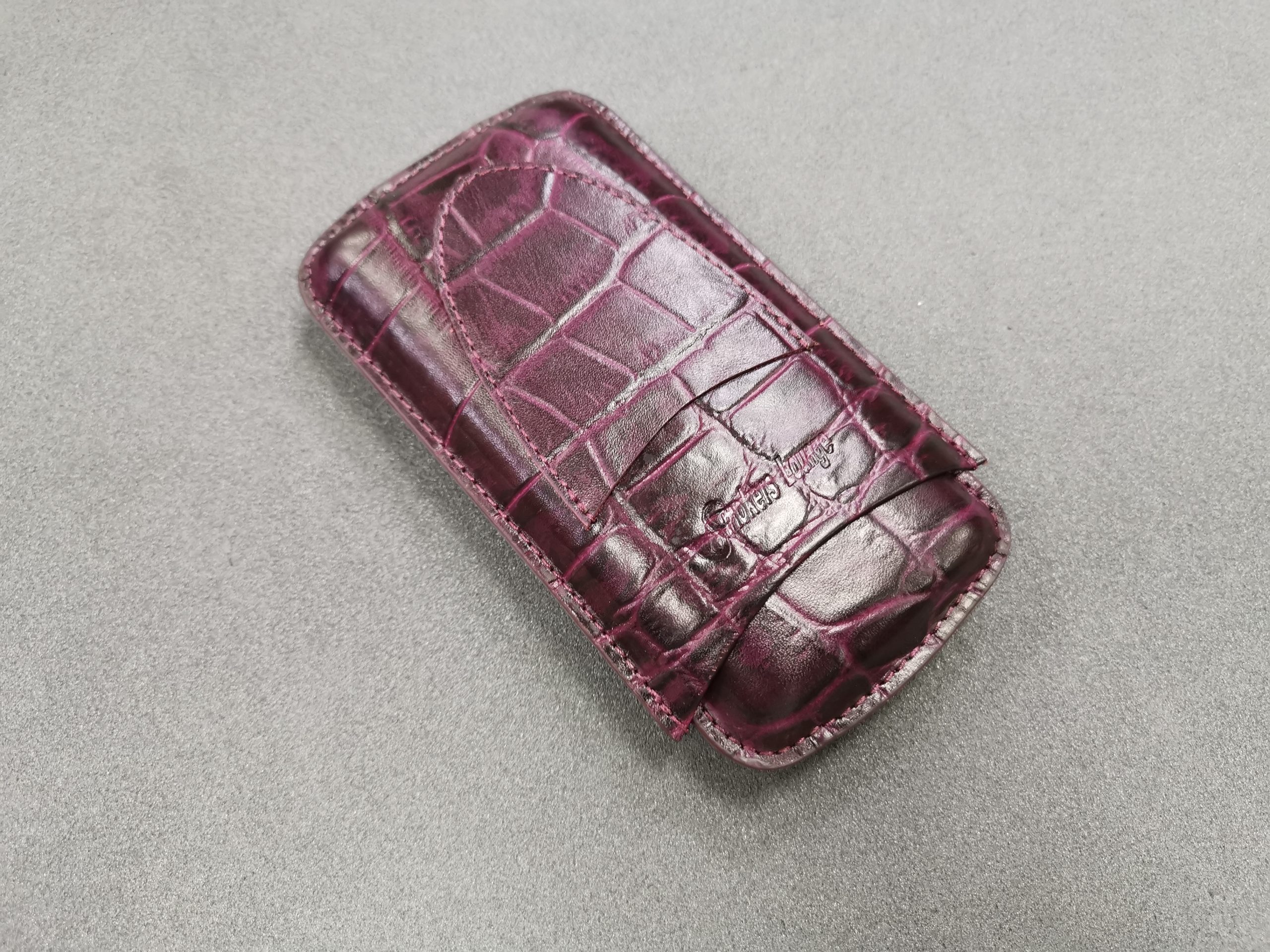 Burgundy Three Cigar Leather Holder