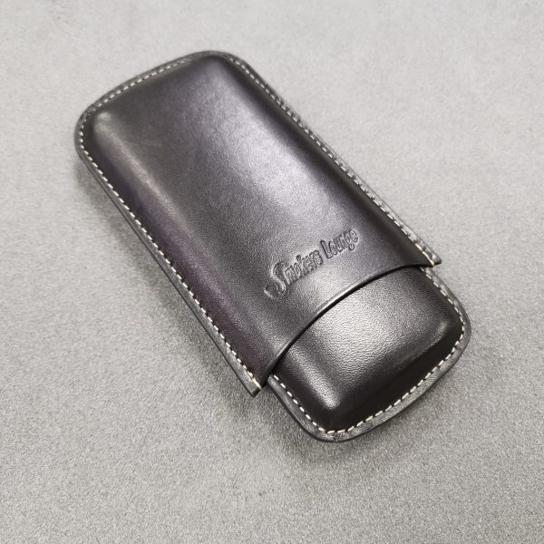 Black Three Cigar Leather Holder