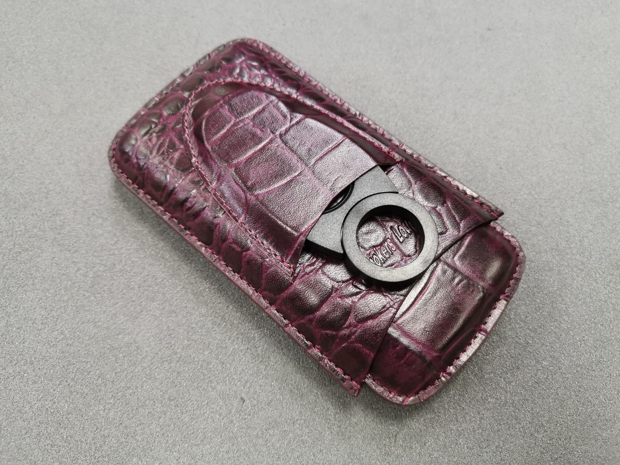 Burgundy Three Cigar Leather Holder - Image 4